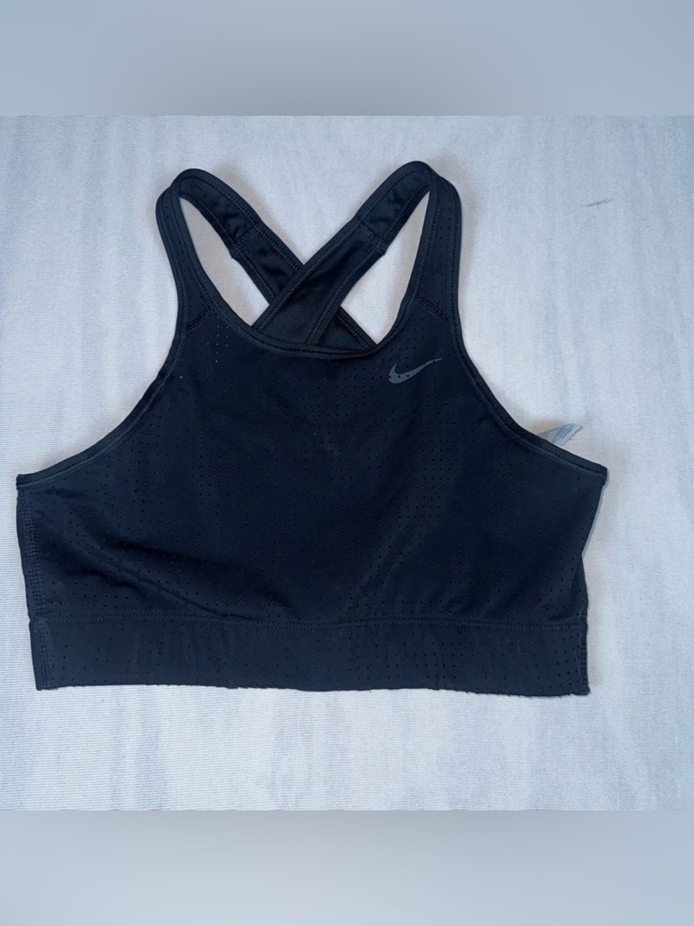 Nike Black Cross-back Perforated Sports Bra Size: Medium